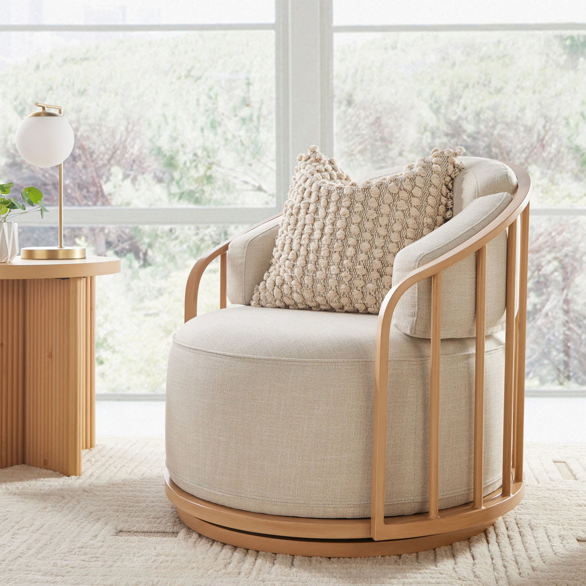 Natural Pine Swivel Chair D84413