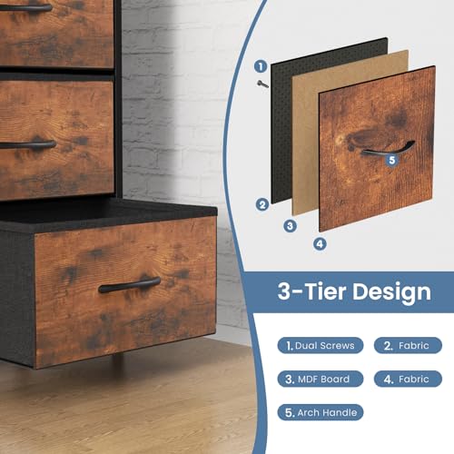 Brown TV Stand with 6 Fabric Drawers T381690