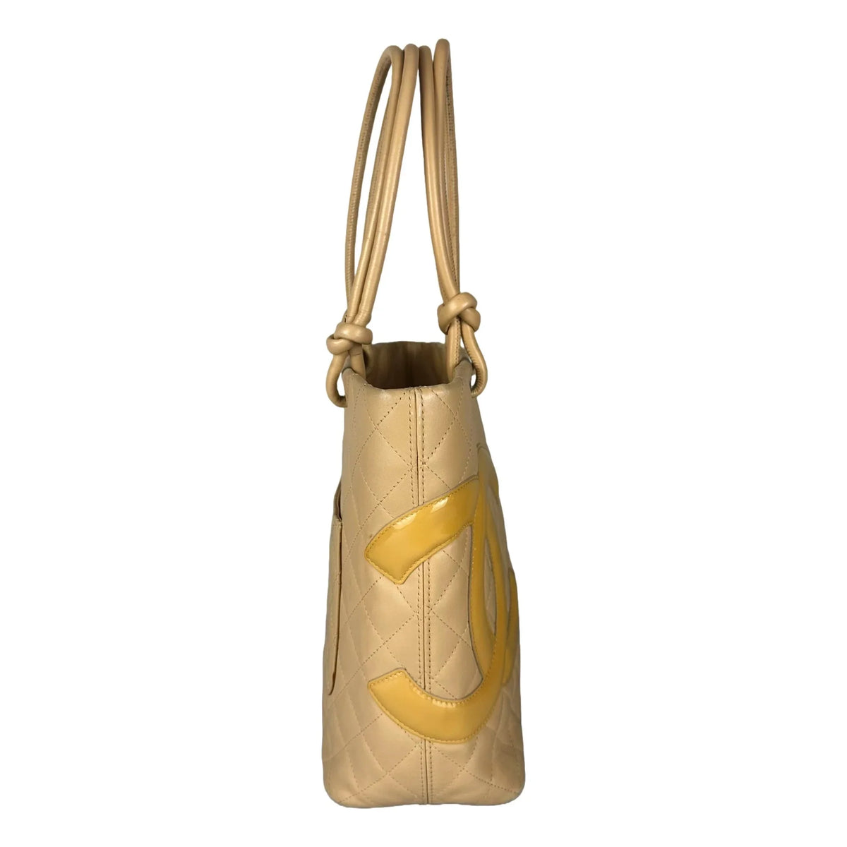 Beige Quilted Lambskin Leather Tote Bag F560156