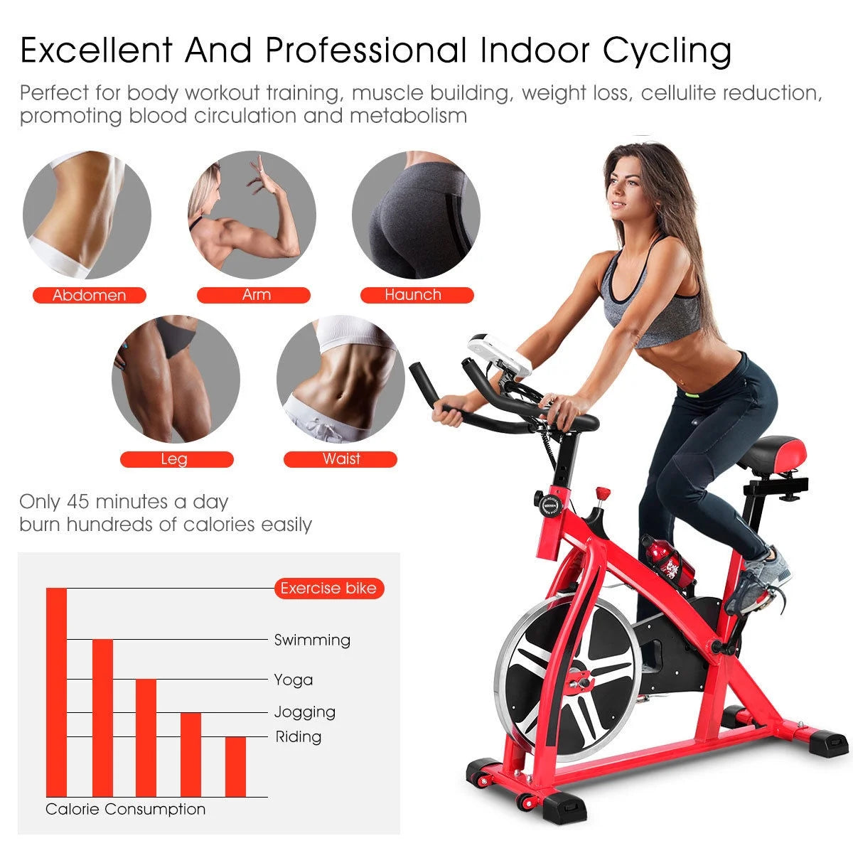 Adjustable Exercise Bike with 18lb Flywheel D142