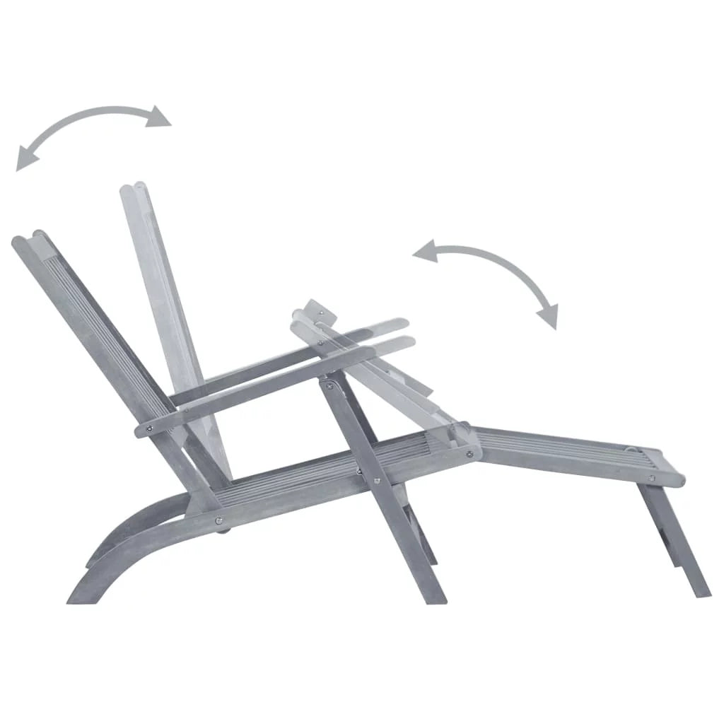 Patio Deck Chair with Footrest and Cushion Solid Wood Acacia C33712