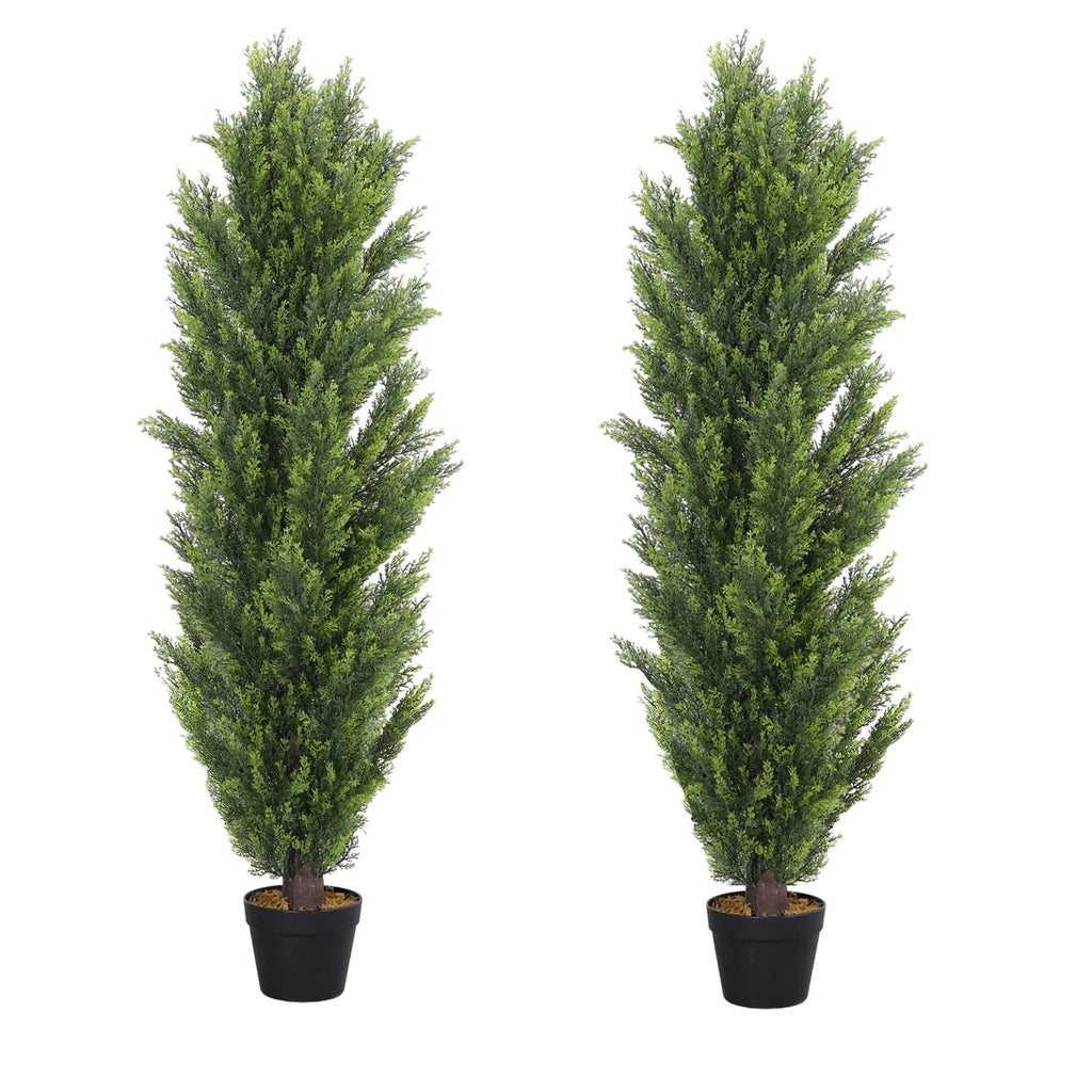 2 Pack 5 FT Artificial Cedar Topiary Trees H515