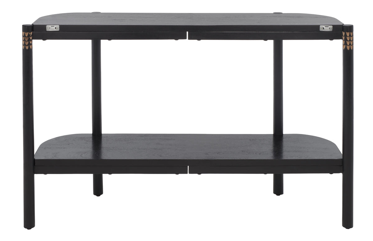 Black Natural Wood Console Table with Shelf V2601