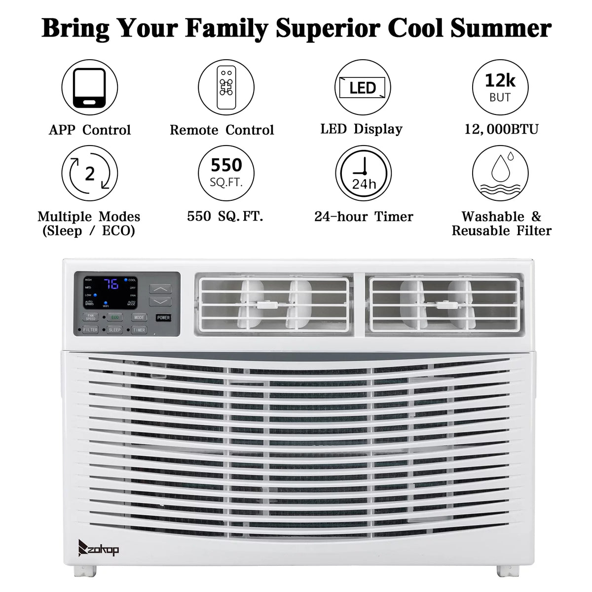 12000BTU 115V White Window-Mounted Air Conditioner W401