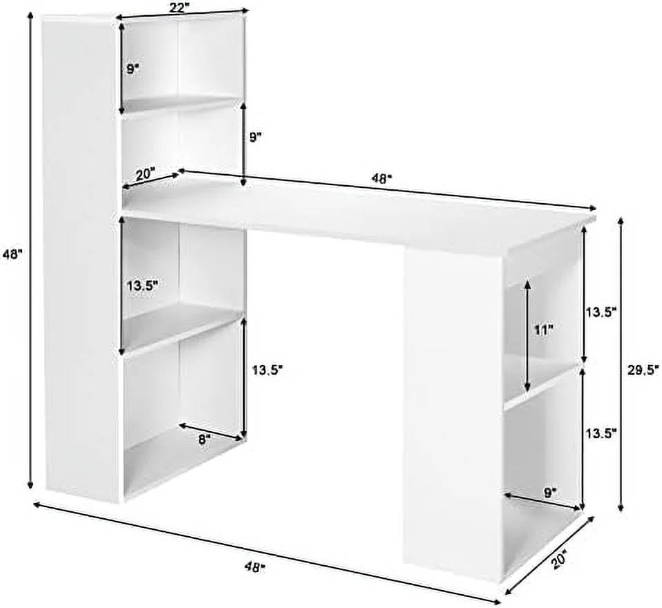 Black Computer Desk with Bookcase and CPU Stand T98111