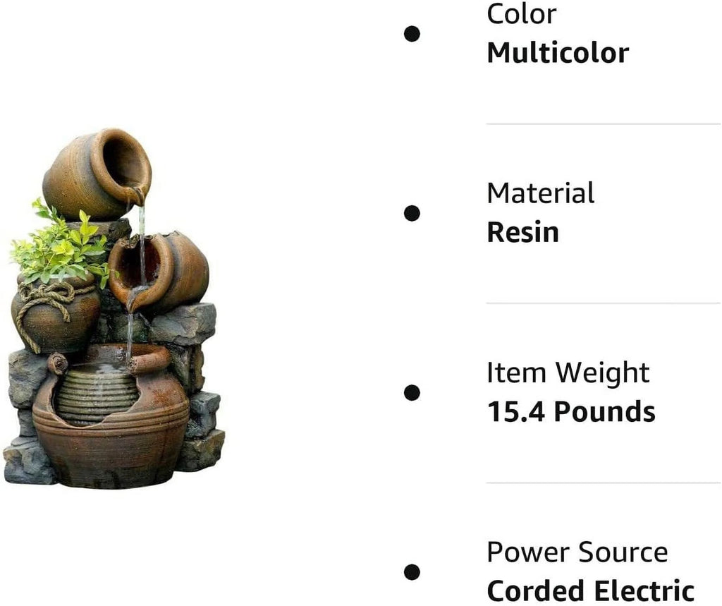 Outdoor Water Fountain with Flower Pot M9027