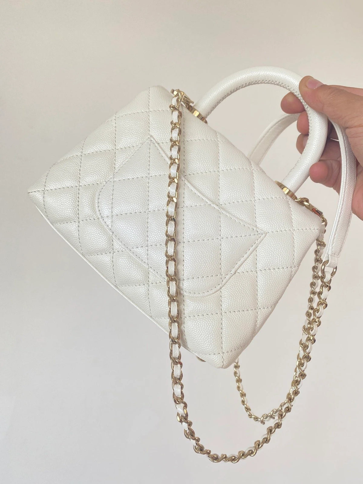 Mini Flap Bag Top Handle White R72563