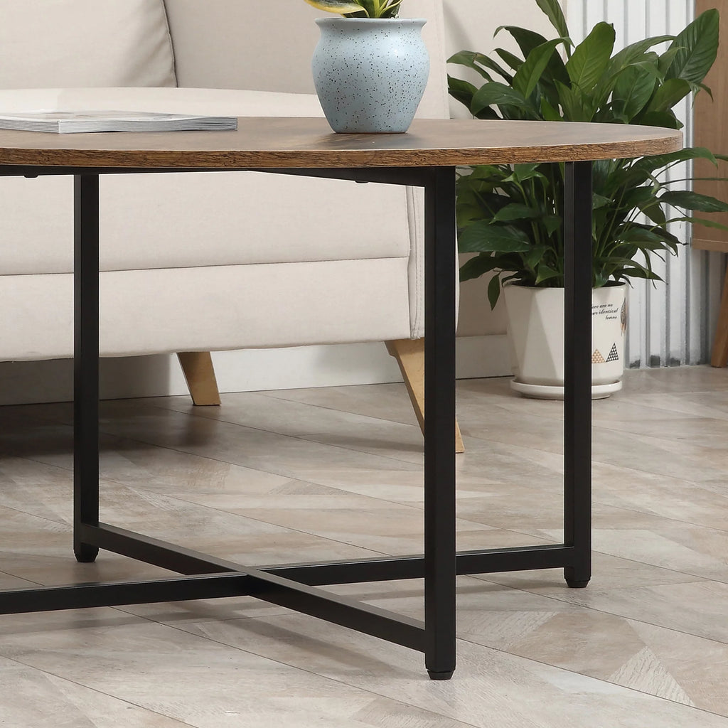 Round Coffee Table Set of 2 with Metal Frame W693417