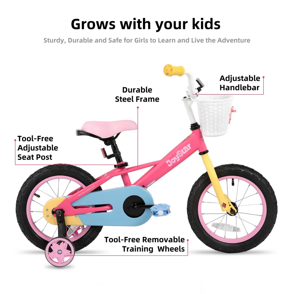 12 14 16" Kids Bike with Basket Training Wheels Coaster Brake T66308