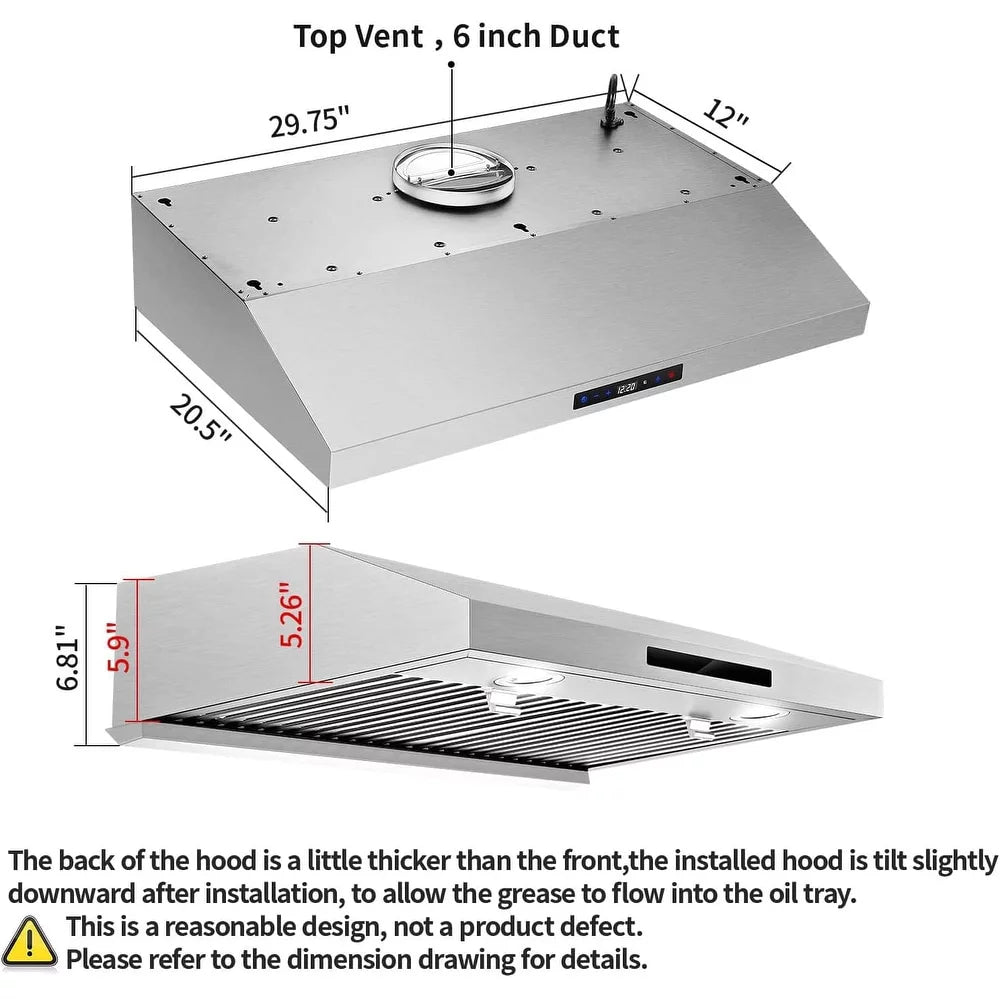 30 inch Stainless Steel Under Cabinet Range Hood 600 CFM Q692