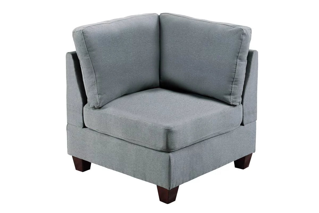 6 Pcs Gray Linen Like Fabric U-Shaped Sectional Sofa Set Y231
