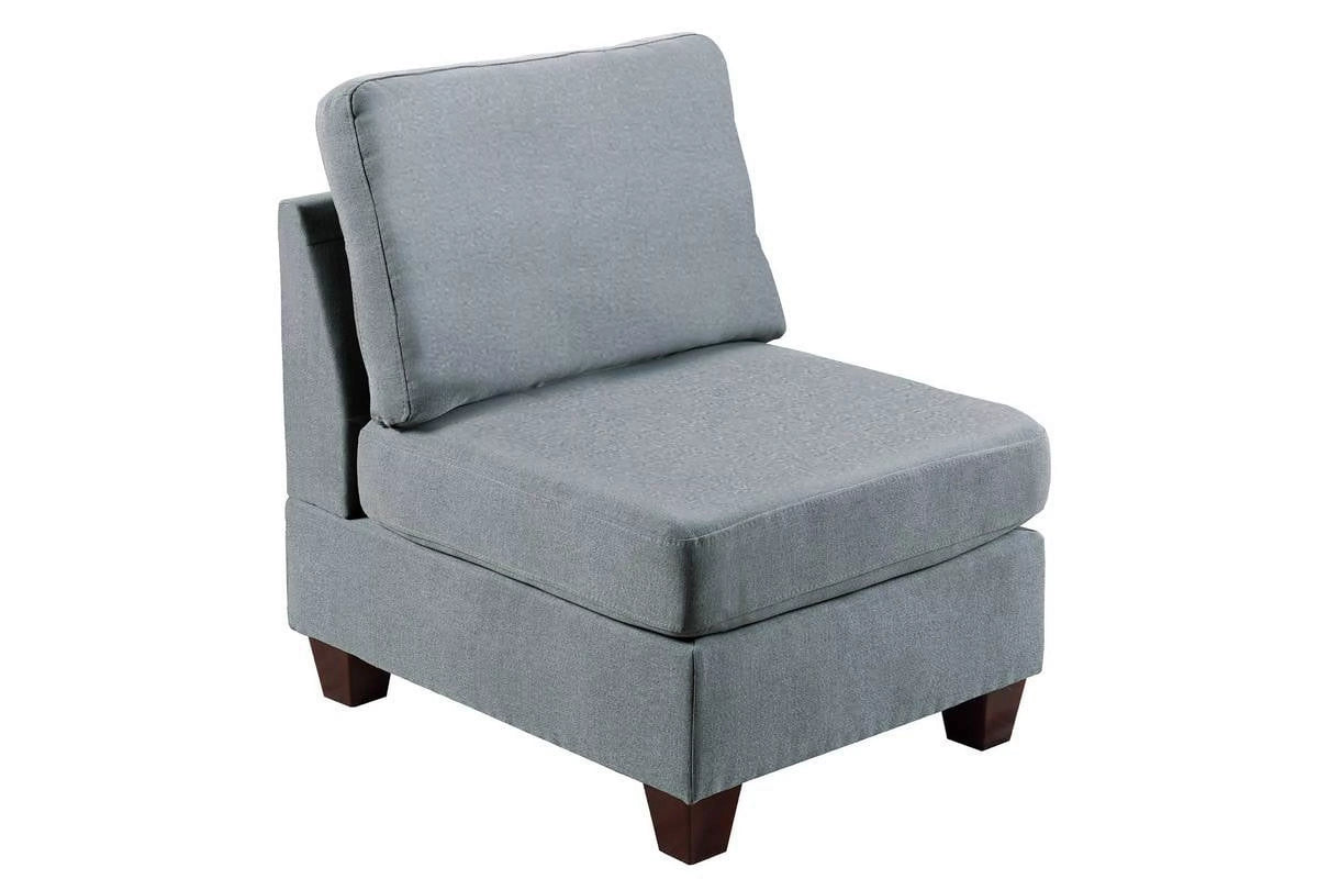Grey Linen Like Fabric 9pc Modular Sectional Set N2088