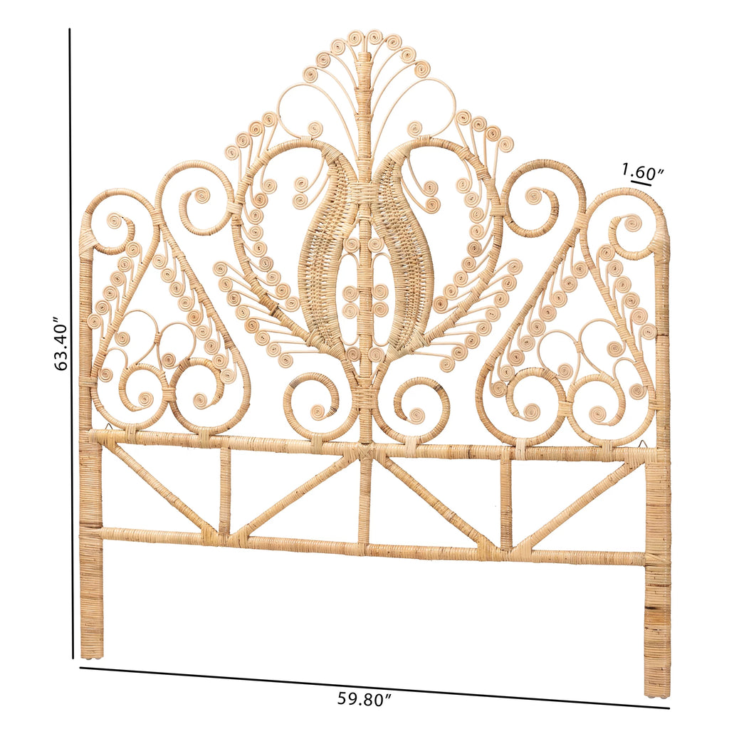 Natural Brown Rattan Queen Size Headboard P424