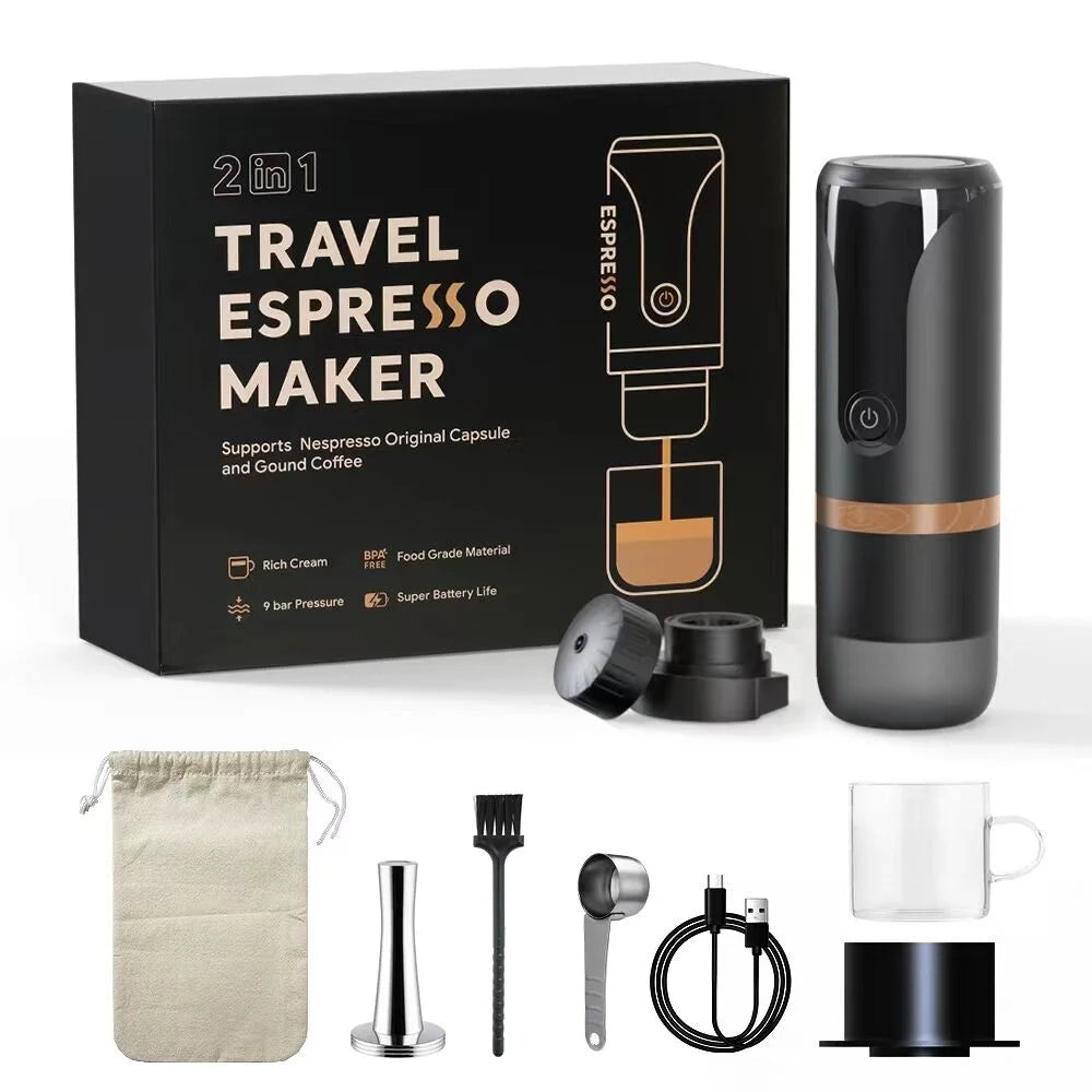 Black Portable Espresso Machine 9 Bar I36198
