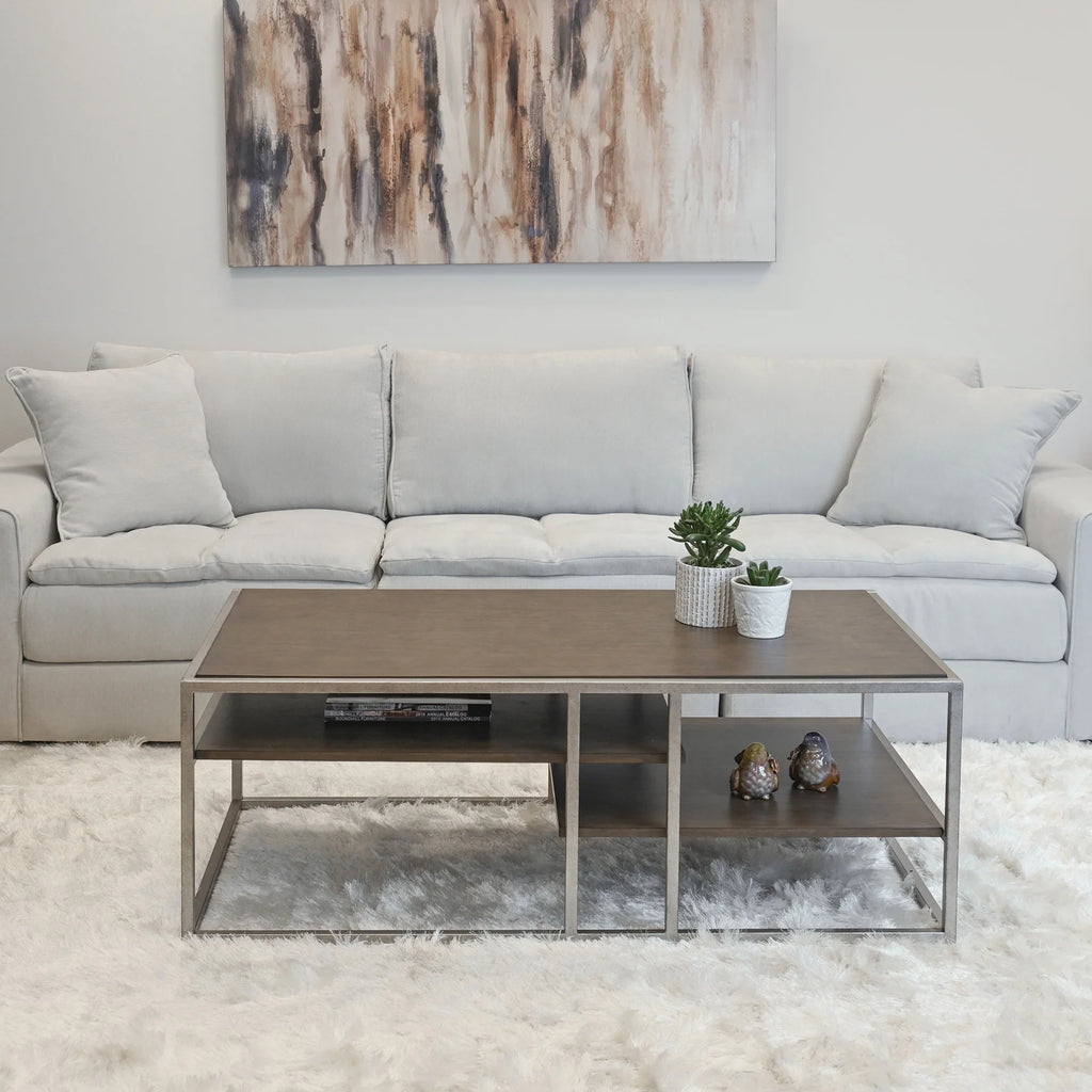 Wood Metal Coffee Table with Shelf S345654