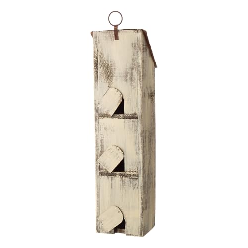18" Hanging Washed White Distressed Solid Wood Birdhouse M790987