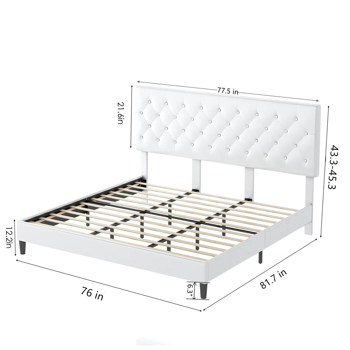 White Faux Leather Upholstered King Bed Frame X157