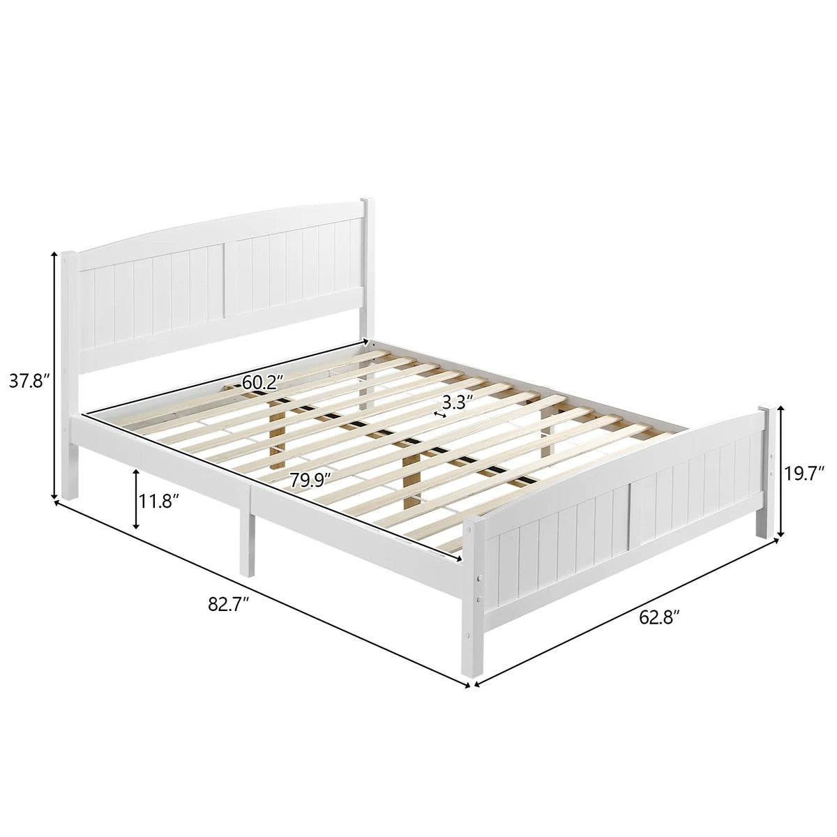 White Full Platform Bed with Headboard and Footboard F979