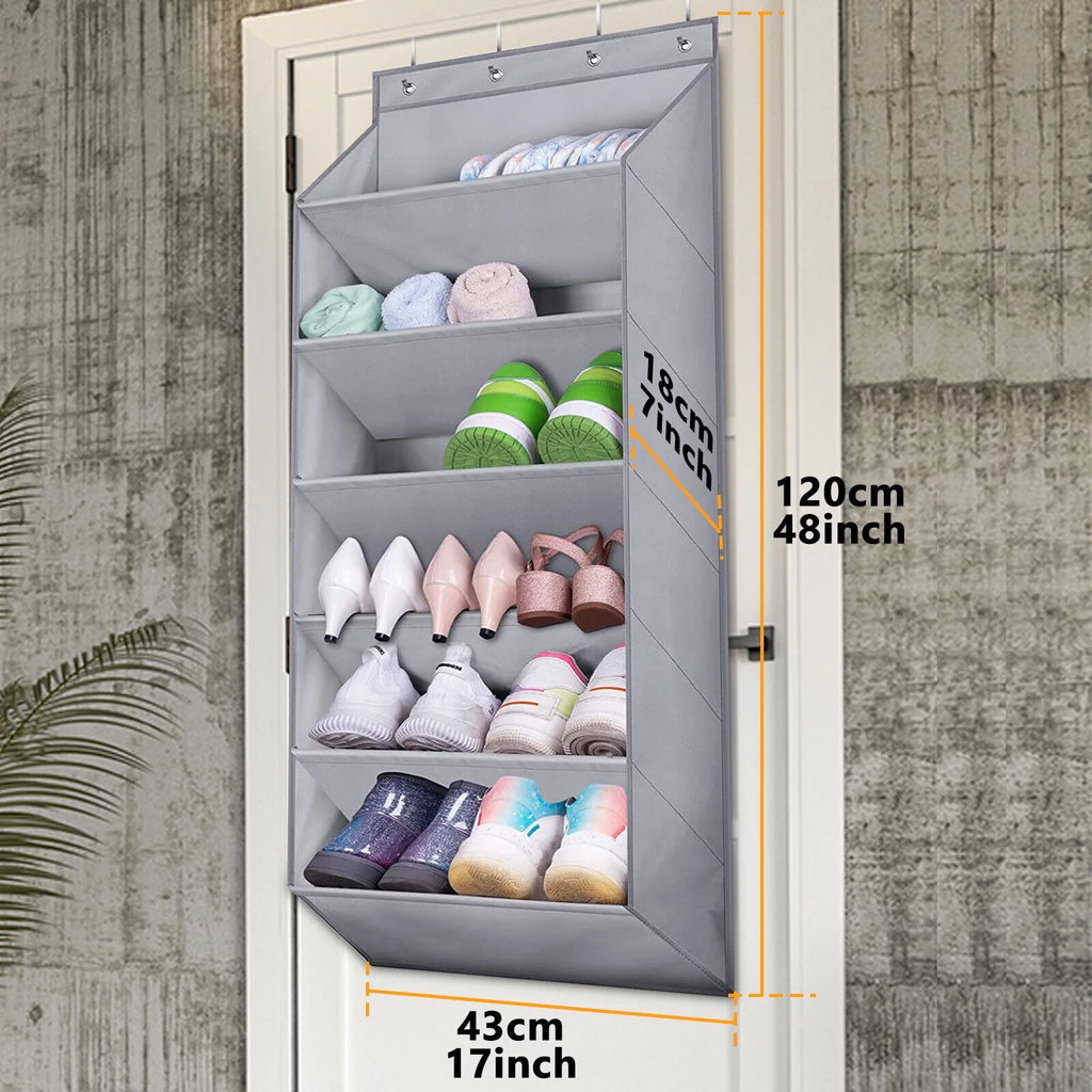 Over the Door Shoe Organizer with 6 Deep Pockets Grey S86082