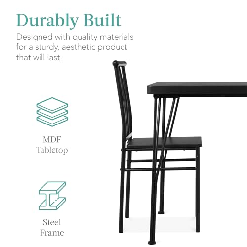 5-Piece Metal and Wood Rectangular Dining Table Set with 4 Chairs B241358