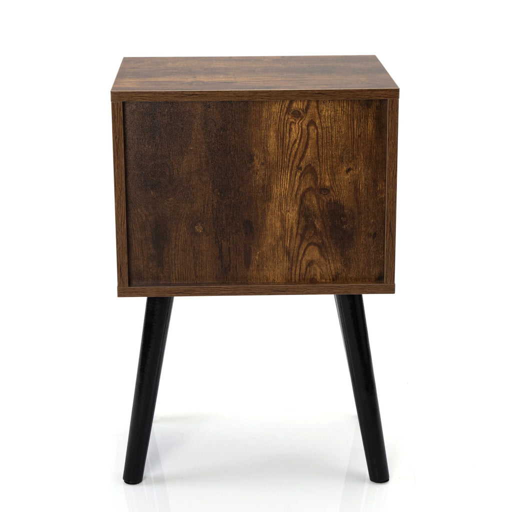 Rustic Brown Solid Wood End Table with Drawers M148841